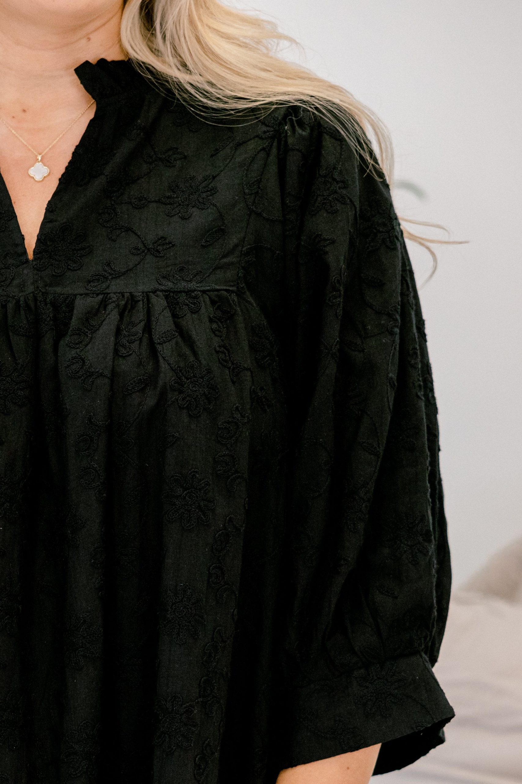 Can't Be Held Down Dress, Black Embroidery - Image 4