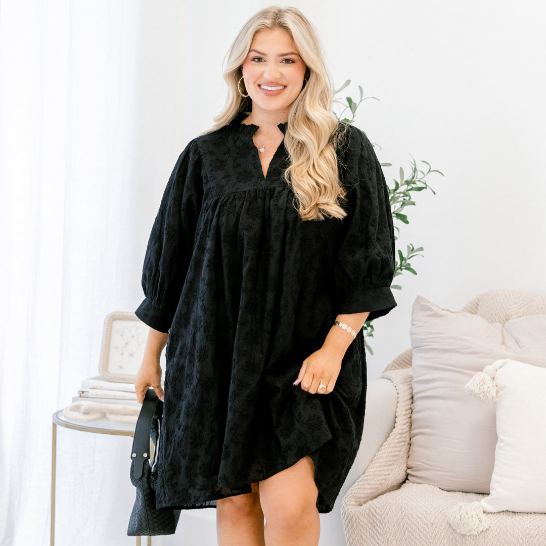 Can't Be Held Down Dress, Black Embroidery - Image 7