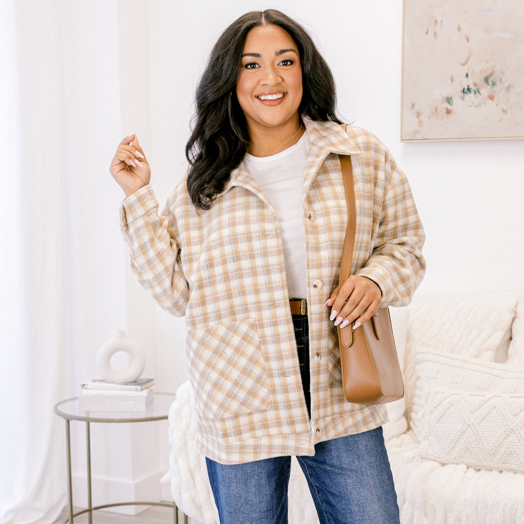 Can't Be Rushed Jacket, Brown Plaid - Image 7