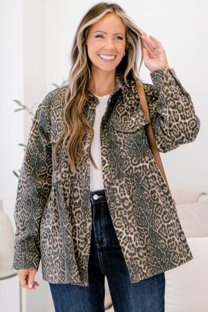 Cozy Plaid Babydoll Shacket, Leopard