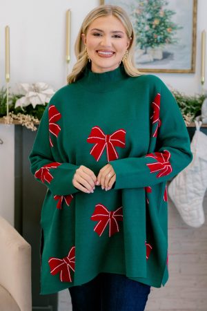 Everything And More Sweater, Green Bow