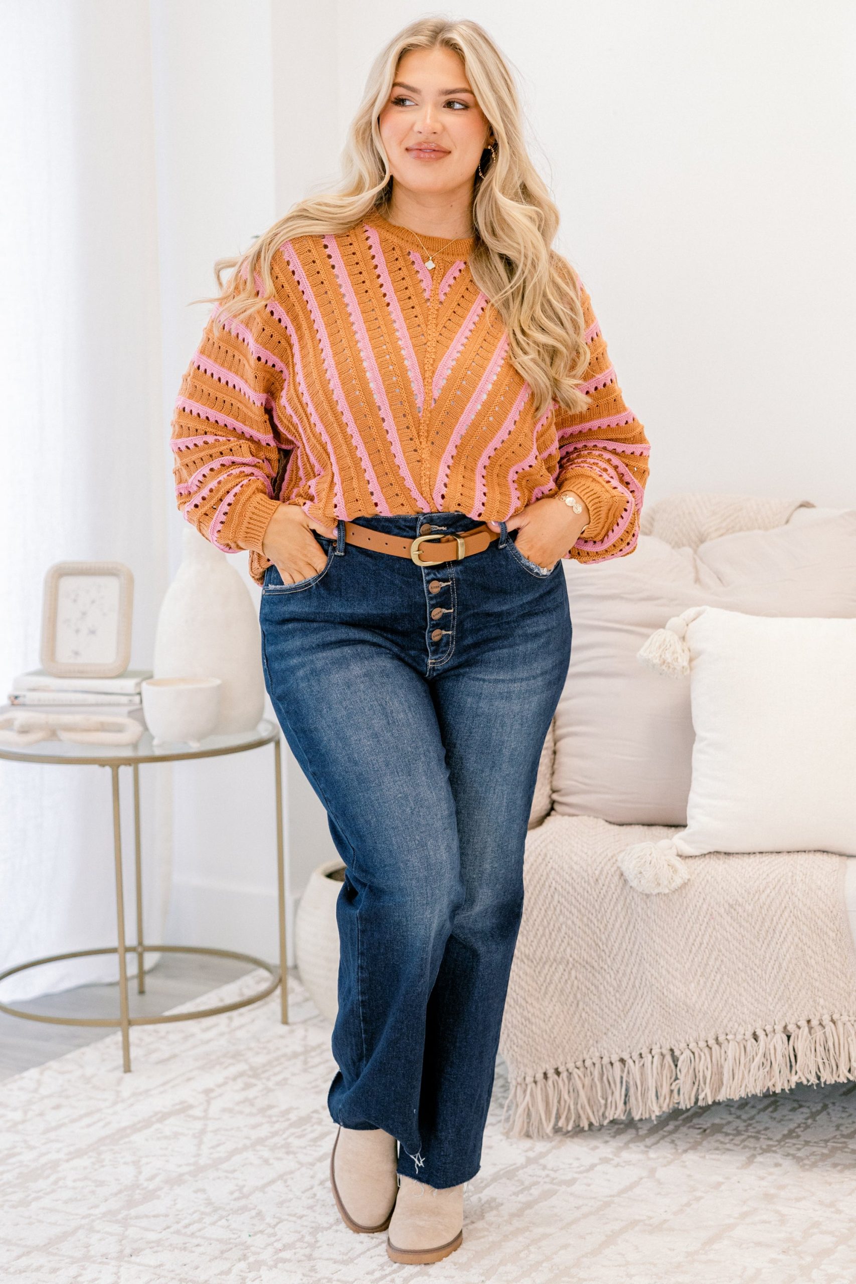 Hometown Memories Sweater, Brown-Pink - Image 3