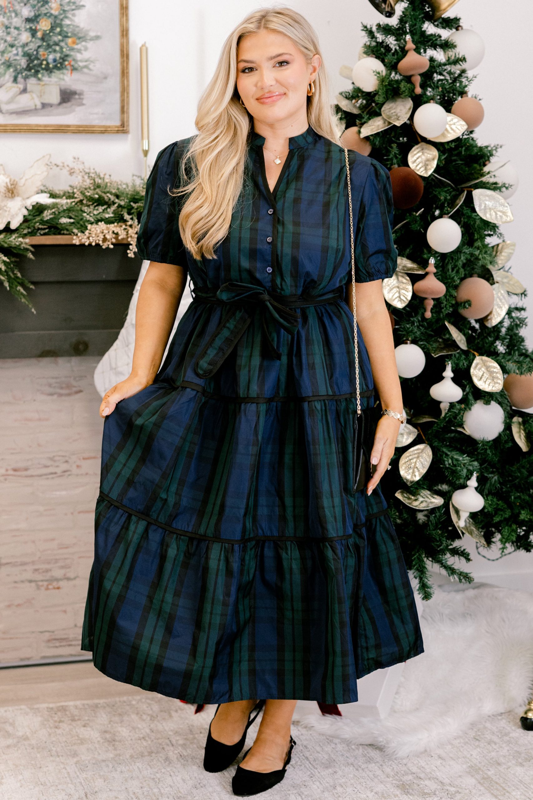 Hope Of It All Dress, Black Watch