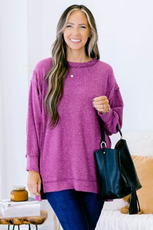Say Hello Sweater, Light Plum