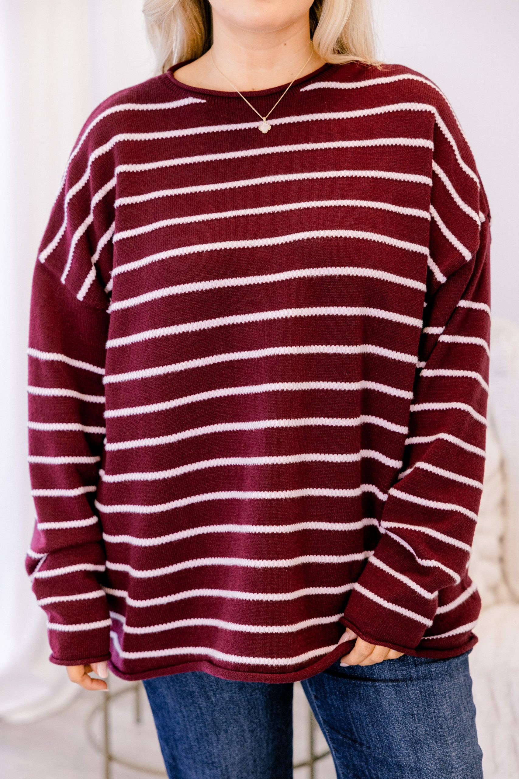 Slumber Party Time Sweater, Burgundy - Image 5