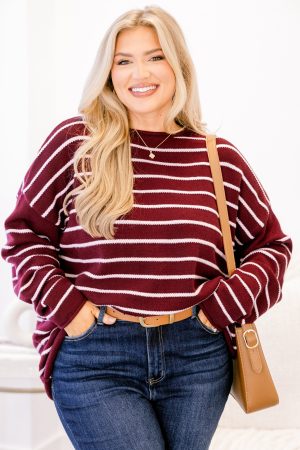 Slumber Party Time Sweater, Burgundy