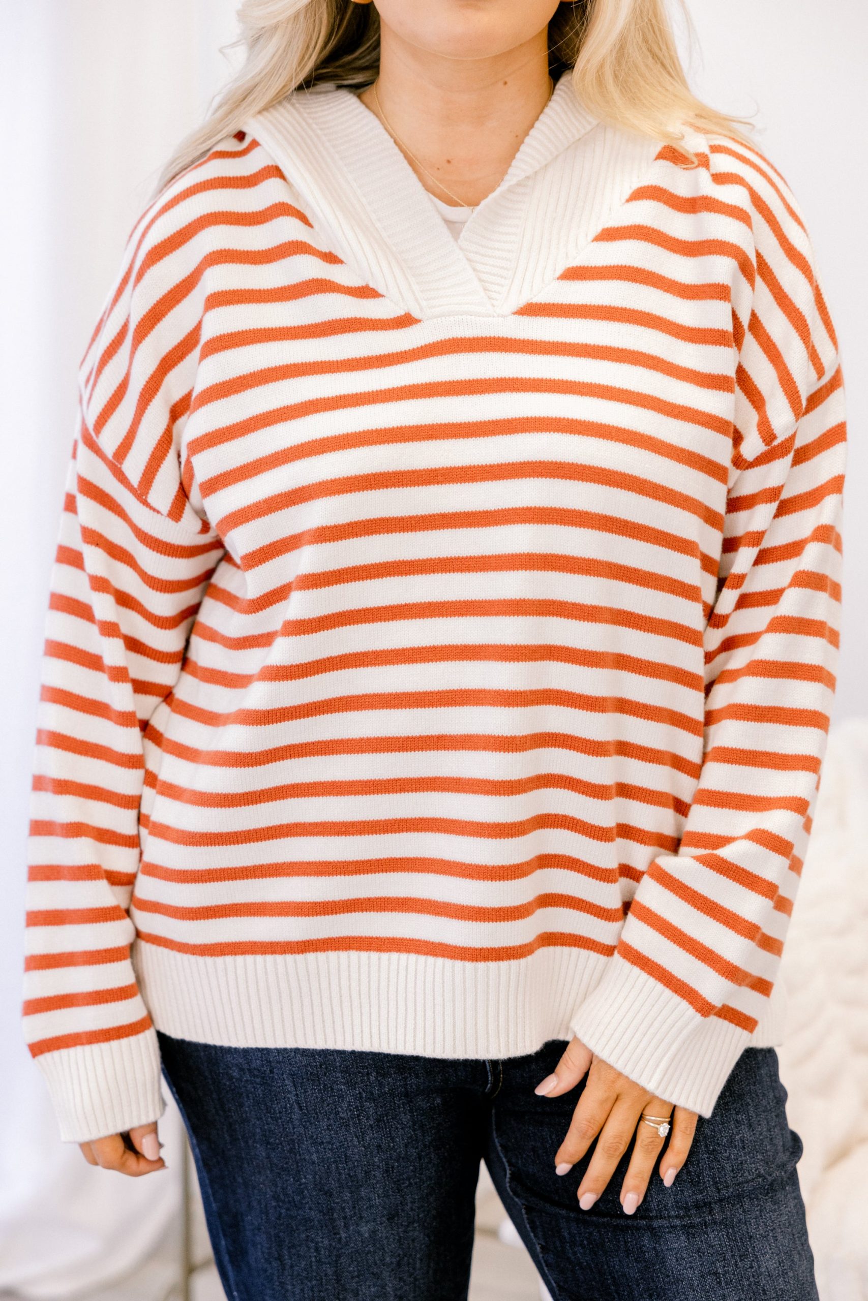 Smiling Through It All Sweater, Rust-Cream - Image 5