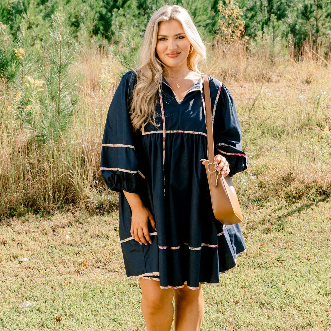 Stuck In Your Ways Dress, Navy Blue - Image 7