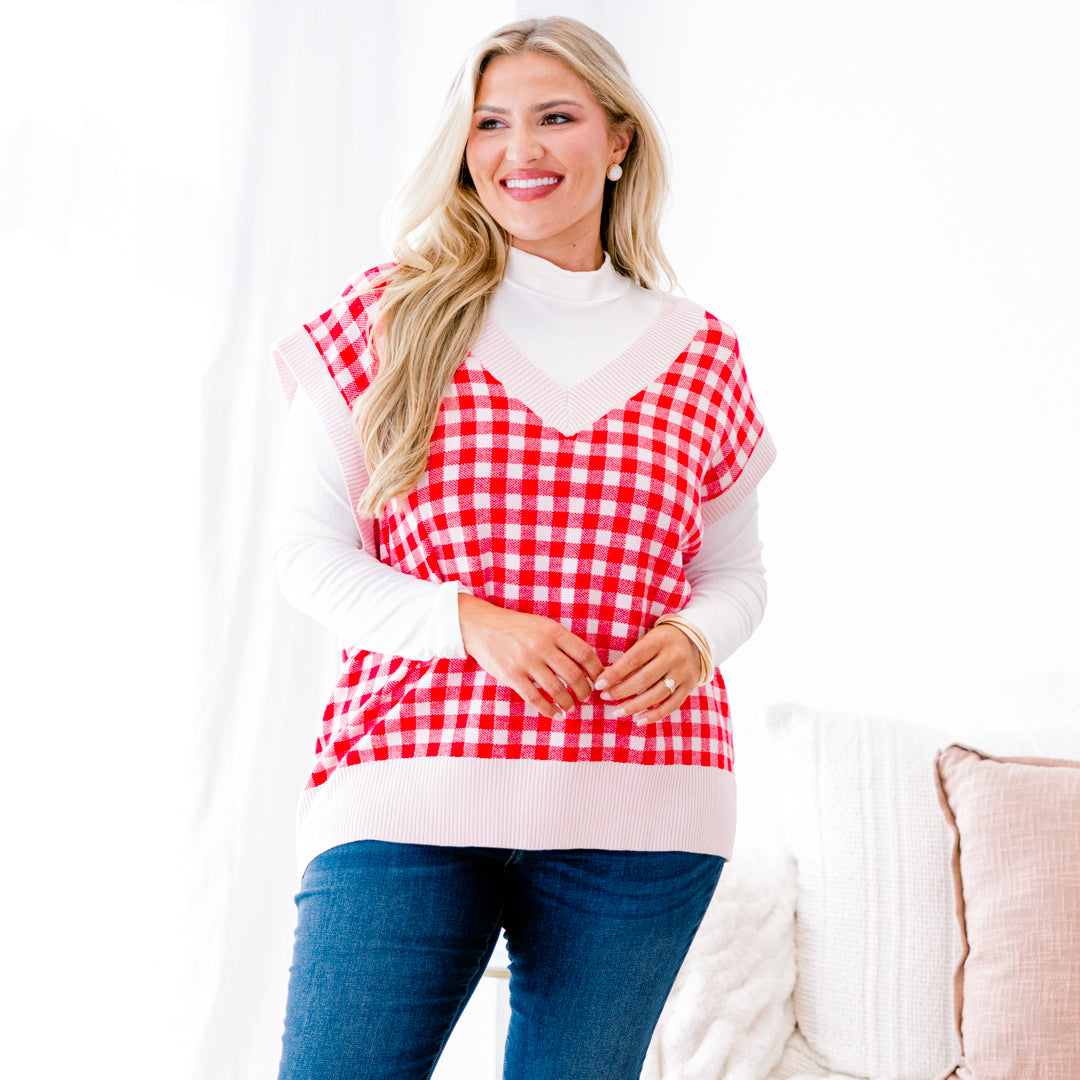 Thinking Of Fall Sweater Vest, Red - Image 7