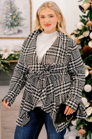 Wrapping It Up Jacket, Black Houndstooth